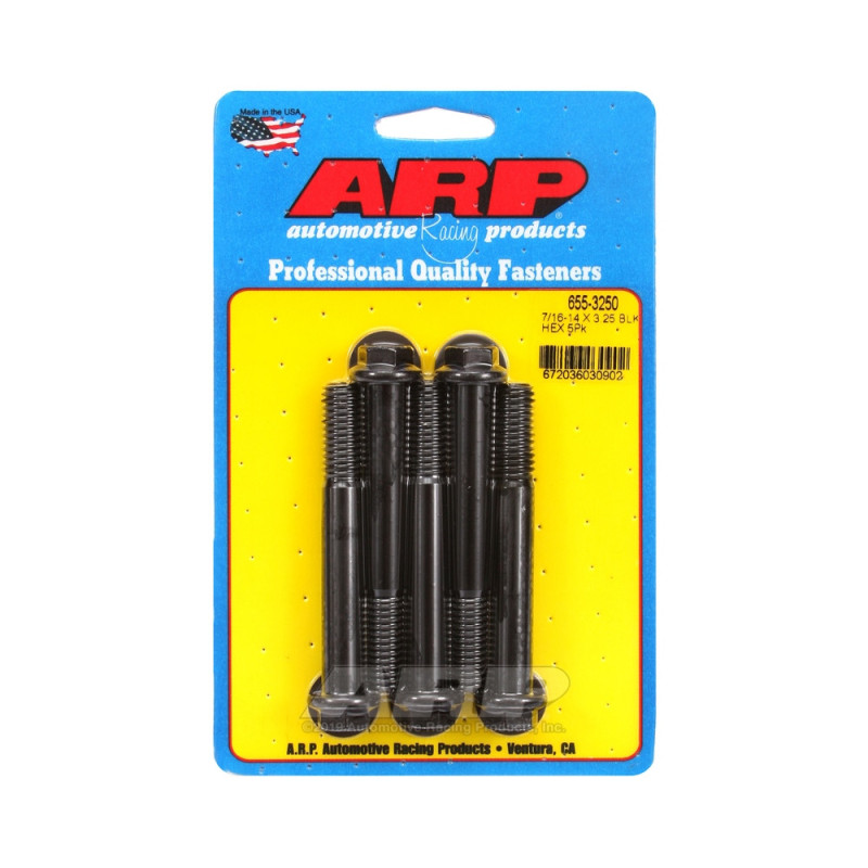 Set de șuruburi și piulițe universale ARP 7/16-14 – Șuruburi hexagonale cu finisaj negru oxidat, x5 - ARP-655-3250 - 655-3250 - 3666618195179